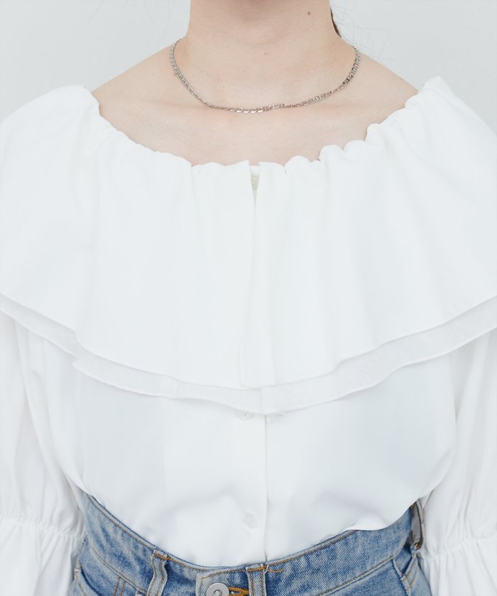ナイスクラップ NICE CLAUP 【natural couture】マルチWAYフリル衿ブラウス （OFF） OFF