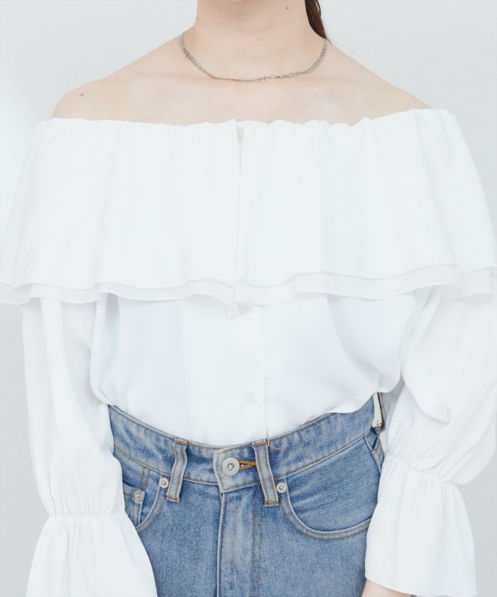 ナイスクラップ NICE CLAUP 【natural couture】マルチWAYフリル衿ブラウス （OFF） OFF