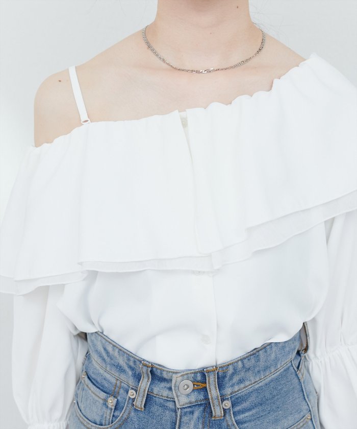 ナイスクラップ NICE CLAUP 【natural couture】マルチWAYフリル衿ブラウス （OFF） OFF