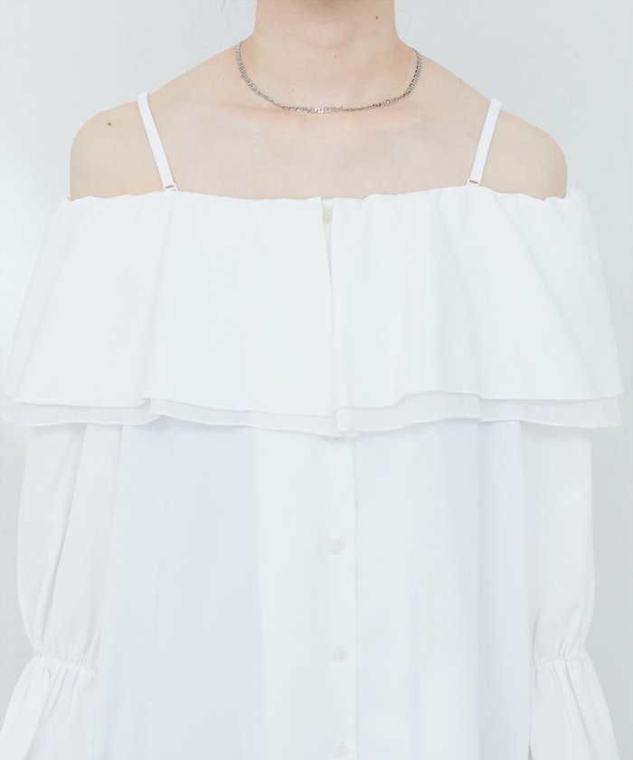 ナイスクラップ NICE CLAUP 【natural couture】マルチWAYフリル衿ブラウス （OFF） OFF