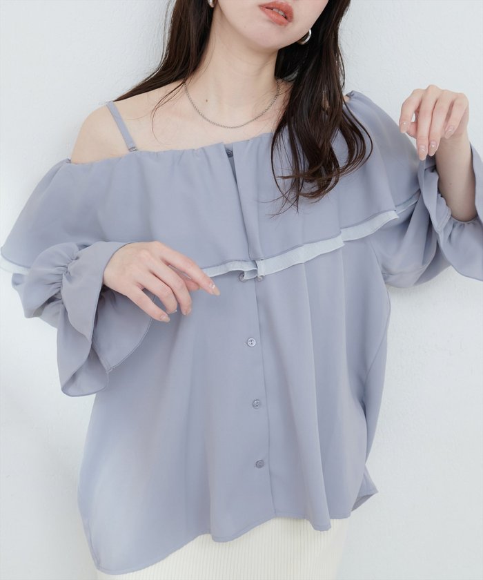 ナイスクラップ NICE CLAUP 【natural couture】マルチWAYフリル衿ブラウス （OFF） OFF