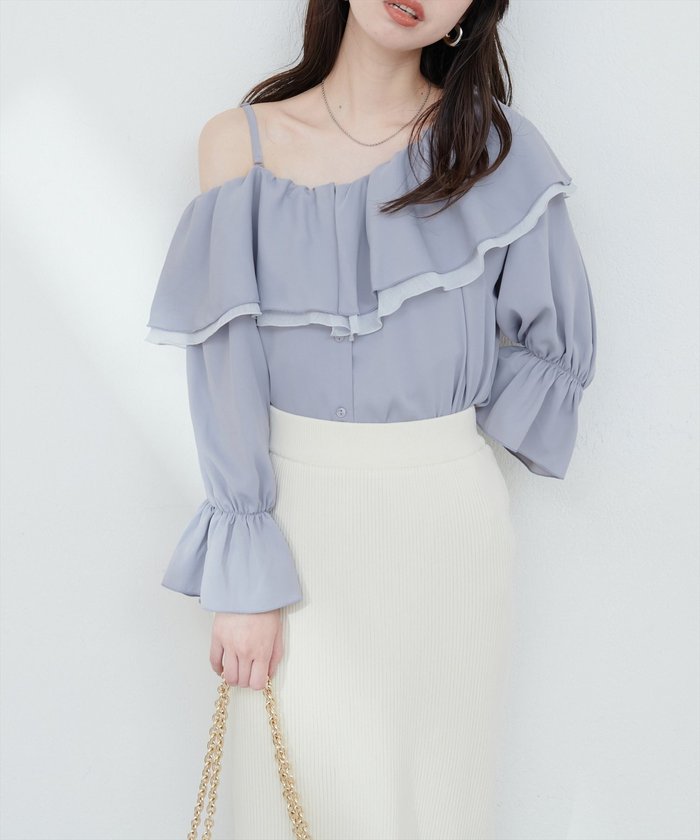 ナイスクラップ NICE CLAUP 【natural couture】マルチWAYフリル衿ブラウス （OFF） OFF