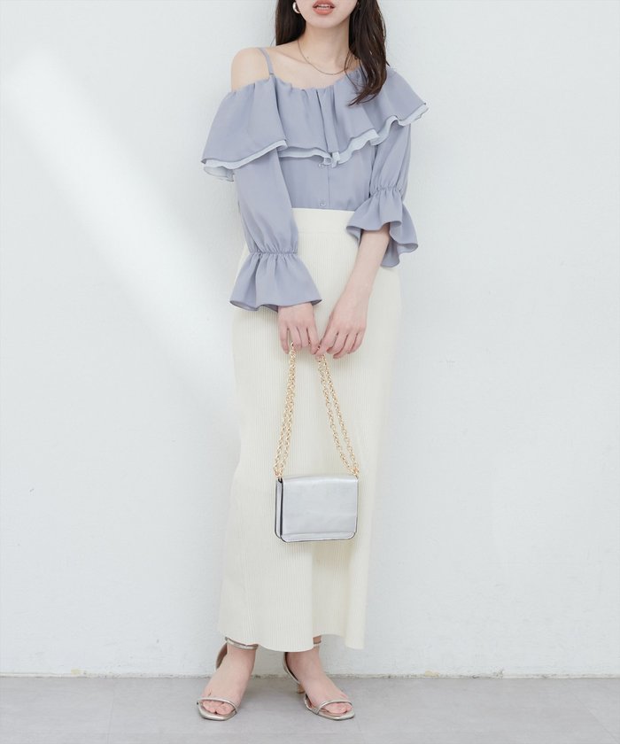 ナイスクラップ NICE CLAUP 【natural couture】マルチWAYフリル衿ブラウス （OFF） OFF