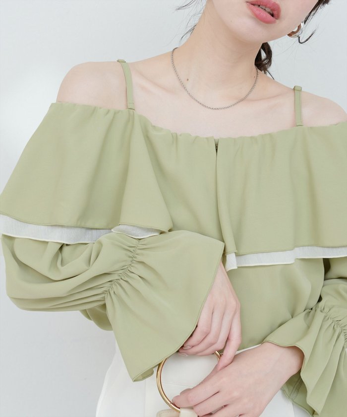 ナイスクラップ NICE CLAUP 【natural couture】マルチWAYフリル衿ブラウス （OFF） OFF