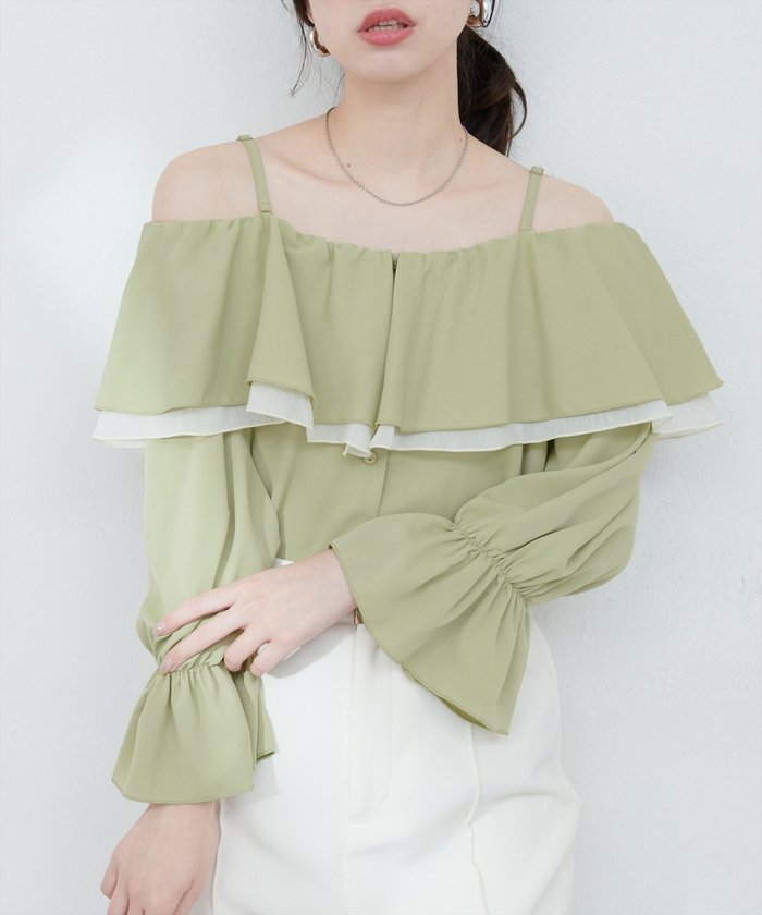 ナイスクラップ NICE CLAUP 【natural couture】マルチWAYフリル衿ブラウス （OFF） OFF