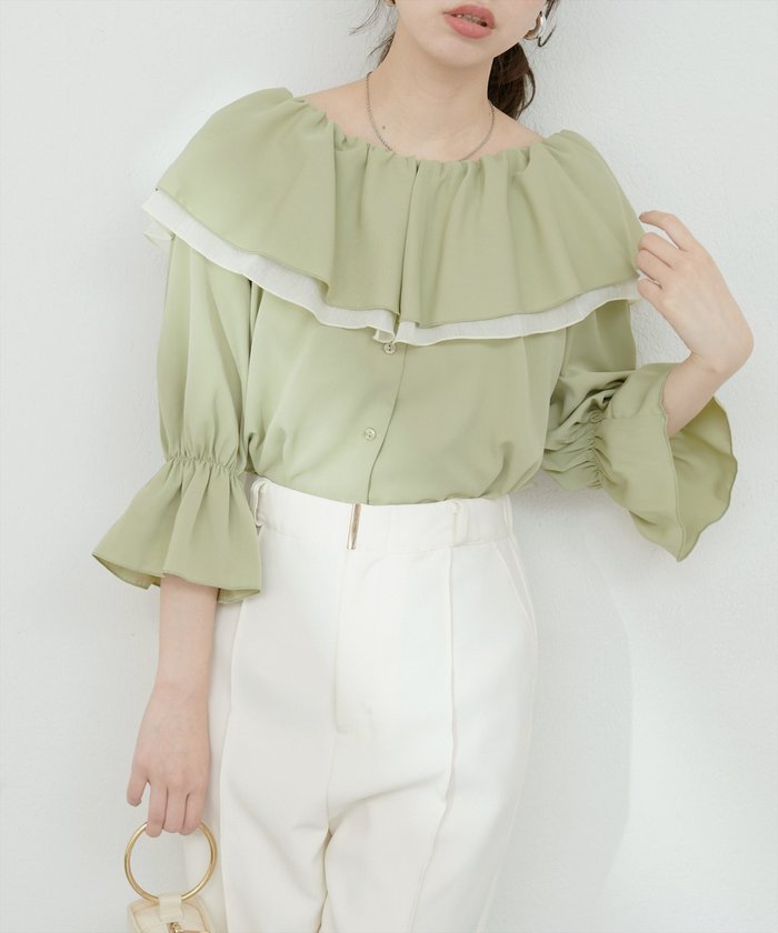 ナイスクラップ NICE CLAUP 【natural couture】マルチWAYフリル衿ブラウス （OFF） OFF