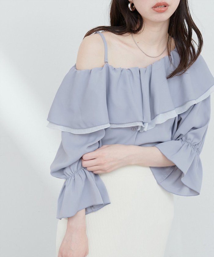 ナイスクラップ NICE CLAUP 【natural couture】マルチWAYフリル衿ブラウス （BL） BL