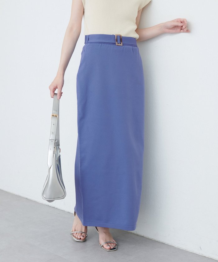 ナイスクラップ NICE CLAUP 【natural couture】べっこうベルト付きニットスカート （PP） PP
