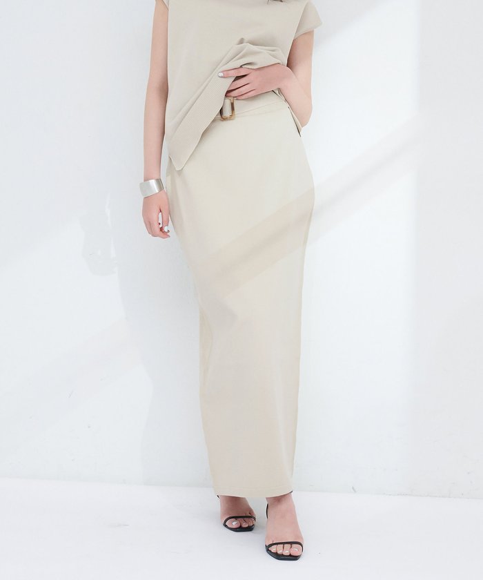ナイスクラップ NICE CLAUP 【natural couture】べっこうベルト付きニットスカート （LBE） LBE
