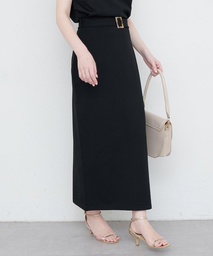 ナイスクラップ NICE CLAUP 【natural couture】べっこうベルト付きニットスカート （LBE） LBE