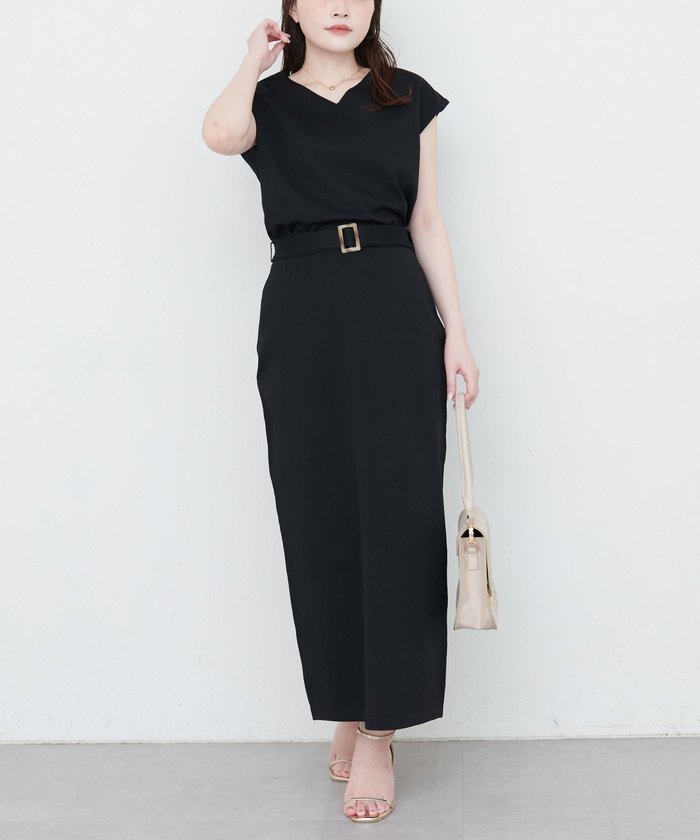 ナイスクラップ NICE CLAUP 【natural couture】べっこうベルト付きニットスカート （LBE） LBE