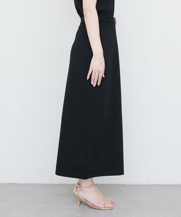 ナイスクラップ NICE CLAUP 【natural couture】べっこうベルト付きニットスカート （LBE） LBE