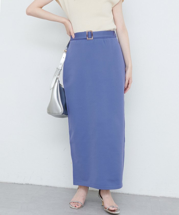 ナイスクラップ NICE CLAUP 【natural couture】べっこうベルト付きニットスカート （LBE） LBE