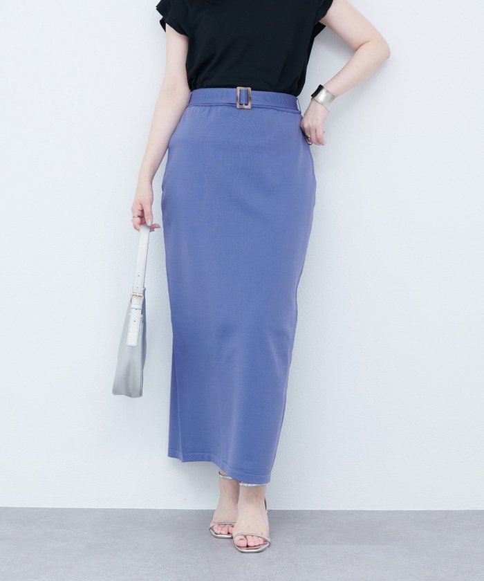 ナイスクラップ NICE CLAUP 【natural couture】べっこうベルト付きニットスカート （LBE） LBE