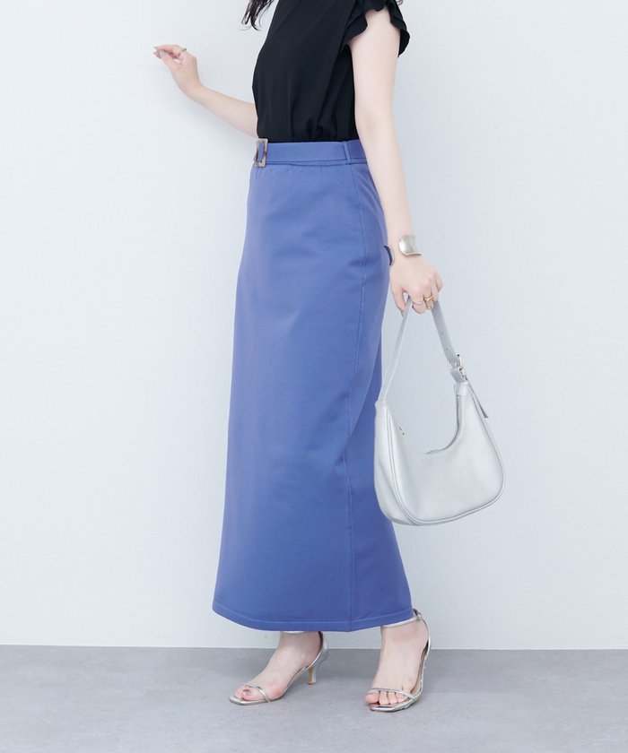 ナイスクラップ NICE CLAUP 【natural couture】べっこうベルト付きニットスカート （LBE） LBE