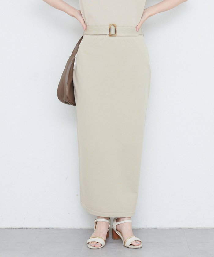 ナイスクラップ NICE CLAUP 【natural couture】べっこうベルト付きニットスカート （LBE） LBE