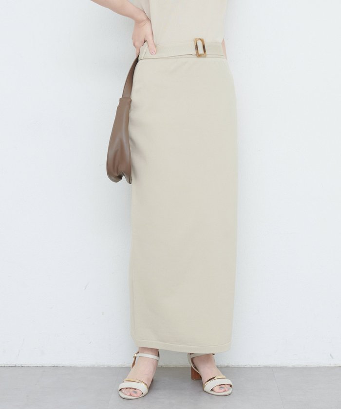 ナイスクラップ NICE CLAUP 【natural couture】べっこうベルト付きニットスカート （LBE） LBE
