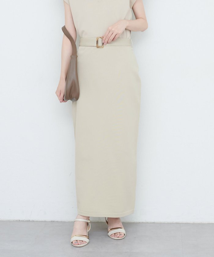 ナイスクラップ NICE CLAUP 【natural couture】べっこうベルト付きニットスカート （LBE） LBE