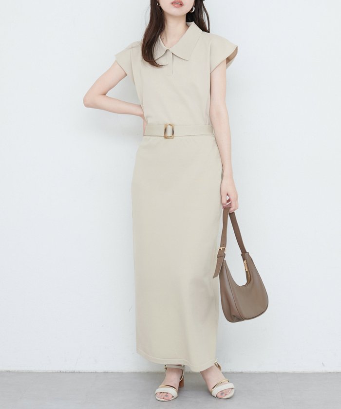 ナイスクラップ NICE CLAUP 【natural couture】べっこうベルト付きニットスカート （LBE） LBE