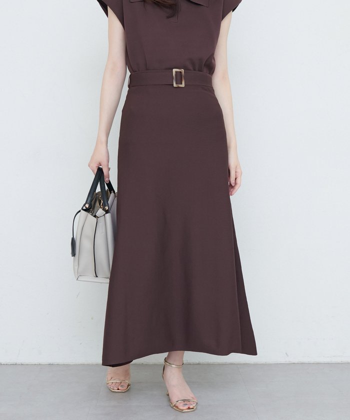 ナイスクラップ NICE CLAUP 【natural couture】対応べっこうベルト付きニットアップ （BK） BK