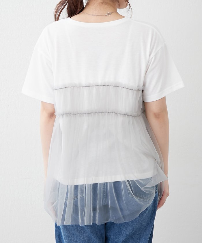 ナイスクラップ NICE CLAUP チュールフリルドッキングTシャツ （CGY） CGY