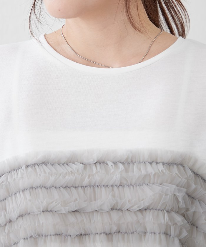 ナイスクラップ NICE CLAUP チュールフリルドッキングTシャツ （CGY） CGY