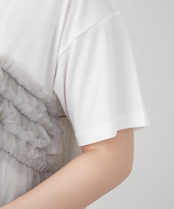 ナイスクラップ NICE CLAUP チュールフリルドッキングTシャツ （CGY） CGY