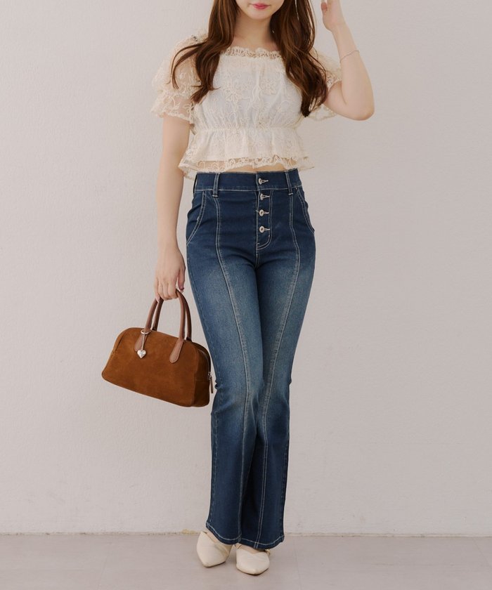 ナイスクラップ NICE CLAUP 【RMAF】後レースUPセミフレアデニム （BLM） BLM