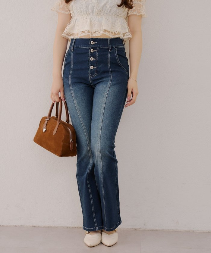 ナイスクラップ NICE CLAUP 【RMAF】後レースUPセミフレアデニム （BLM） BLM