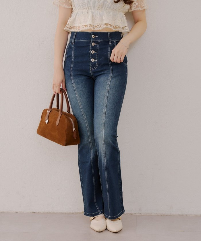 ナイスクラップ NICE CLAUP 【RMAF】後レースUPセミフレアデニム （BLM） BLM