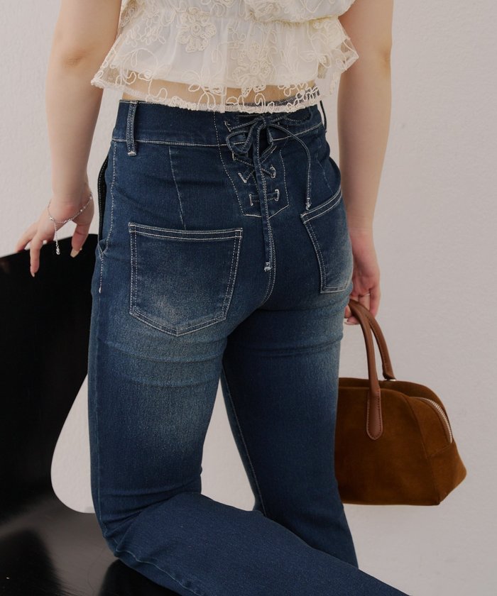 ナイスクラップ NICE CLAUP 【RMAF】後レースUPセミフレアデニム （BLM） BLM