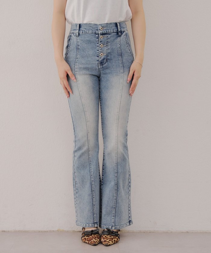 ナイスクラップ NICE CLAUP 【RMAF】後レースUPセミフレアデニム （BLM） BLM