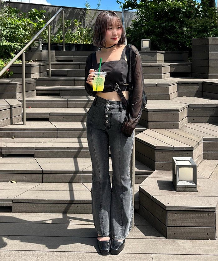 ナイスクラップ NICE CLAUP 【RMAF】後レースUPセミフレアデニム （BLM） BLM