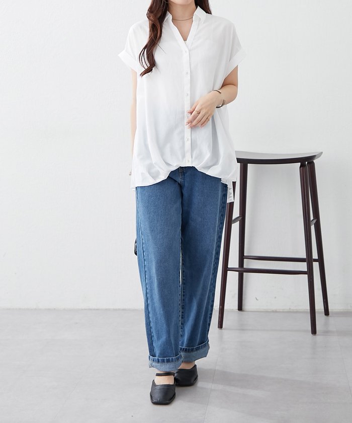 ナイスクラップ NICE CLAUP バックプリーツスキッパーシャツブラウス （OFF） OFF