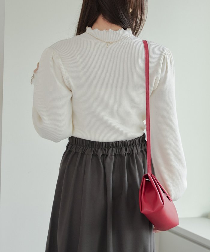 ナイスクラップ NICE CLAUP 配色メローパワショルリブニット （BRD） BRD