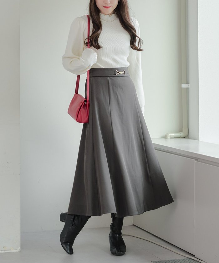 ナイスクラップ NICE CLAUP 配色メローパワショルリブニット （BRD） BRD