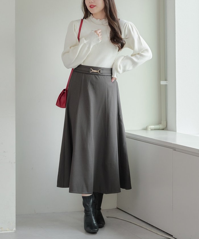 ナイスクラップ NICE CLAUP 配色メローパワショルリブニット （BRD） BRD