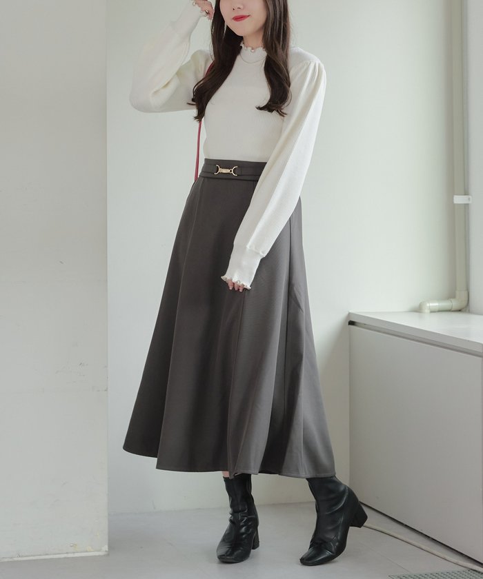 ナイスクラップ NICE CLAUP 配色メローパワショルリブニット （BRD） BRD