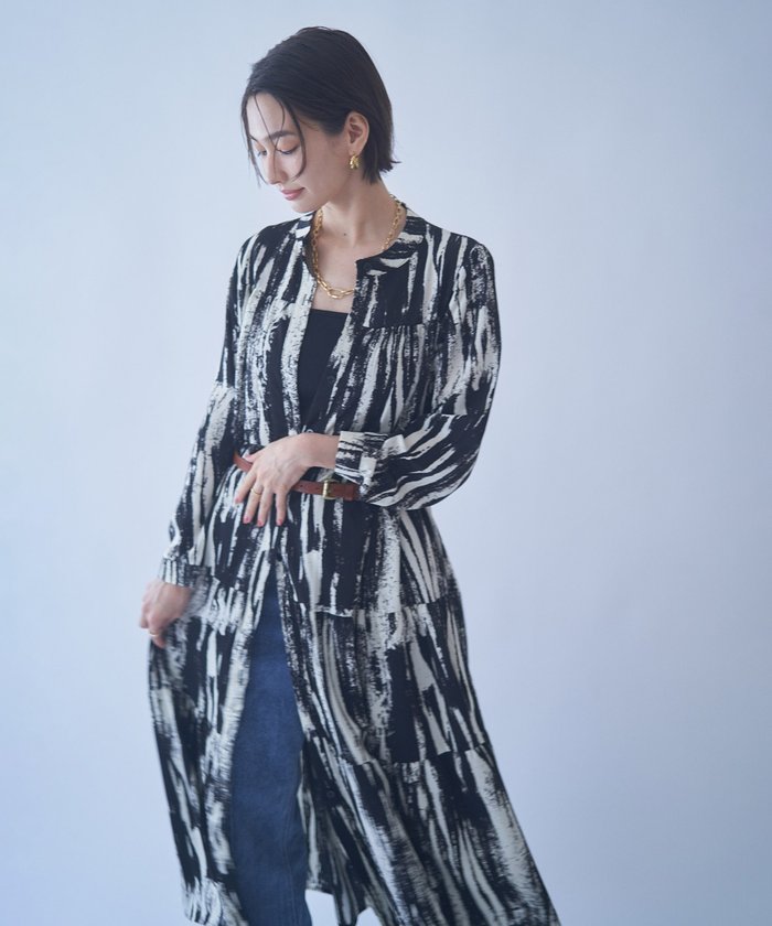 ナイスクラップ NICE CLAUP 【NAO】【WEB限定カラー有】アソート柄ティアードワンピース （BVT） BVT