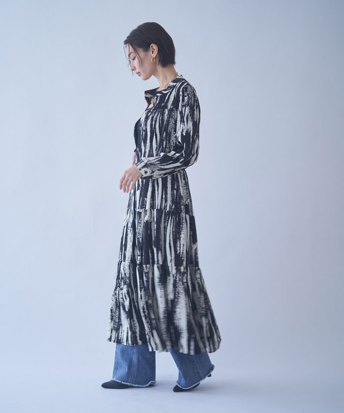 ナイスクラップ NICE CLAUP 【NAO】【WEB限定カラー有】アソート柄ティアードワンピース （BVT） BVT