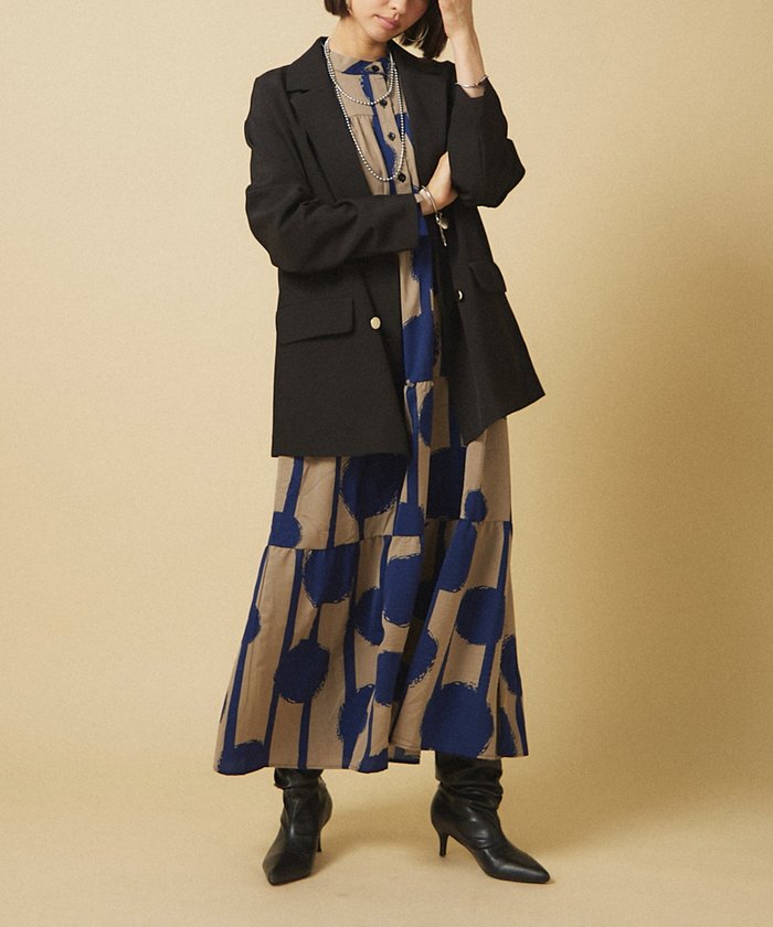 ナイスクラップ NICE CLAUP 【NAO】【WEB限定カラー有】アソート柄ティアードワンピース （BVT） BVT