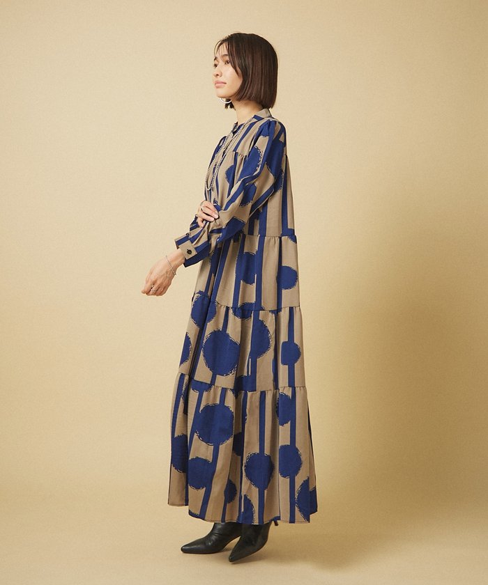 ナイスクラップ NICE CLAUP 【NAO】【WEB限定カラー有】アソート柄ティアードワンピース （BVT） BVT