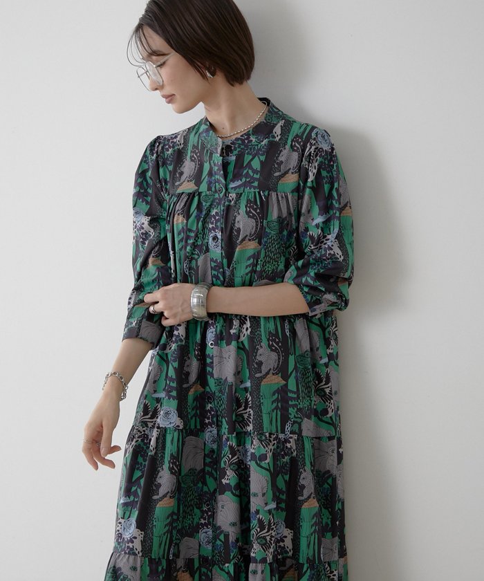 ナイスクラップ NICE CLAUP 【NAO】【WEB限定カラー有】アソート柄ティアードワンピース （RM） RM