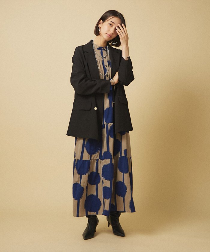 ナイスクラップ NICE CLAUP 【NAO】【WEB限定カラー有】アソート柄ティアードワンピース （DVT） DVT