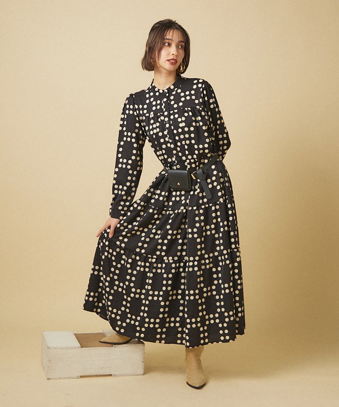 ナイスクラップ NICE CLAUP 【NAO】【WEB限定カラー有】アソート柄ティアードワンピース （ORC） ORC