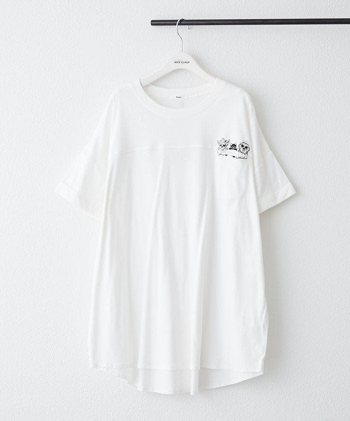ナイスクラップ NICE CLAUP 【RMAF】色々釦チュニックTシャツ （OFF） OFF