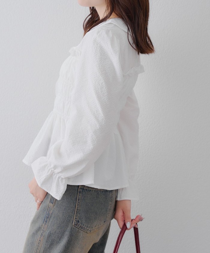 ナイスクラップ NICE CLAUP シャーリング衿付BL （BK） BK