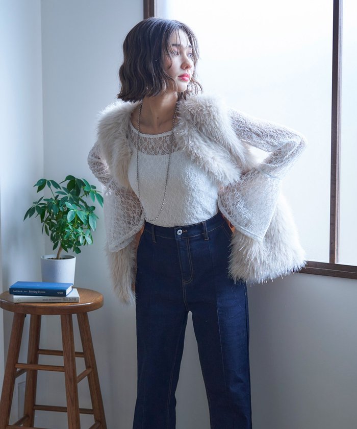 ナイスクラップ NICE CLAUP 【nane】ラメファーベスト （CGY） CGY