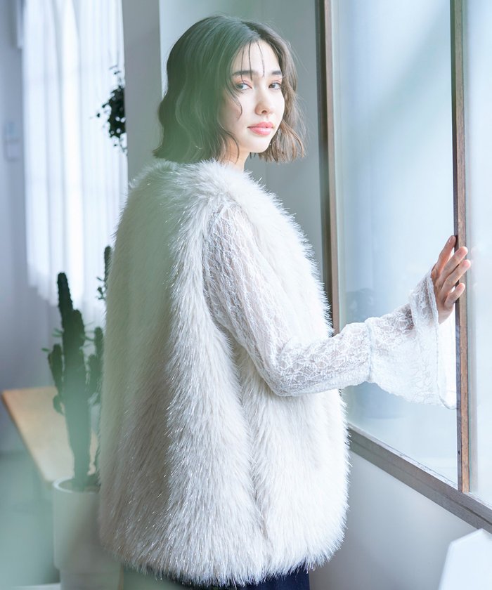 ナイスクラップ NICE CLAUP 【nane】ラメファーベスト （CGY） CGY