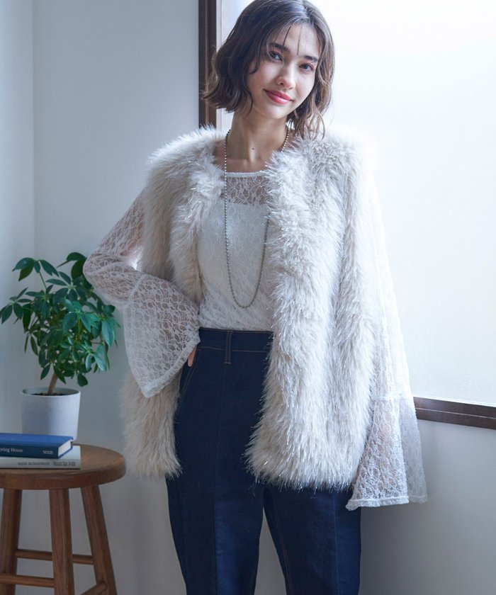 ナイスクラップ NICE CLAUP 【nane】ラメファーベスト （CGY） CGY